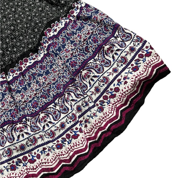 Torrid Multi Color Border Print Challis Cold Shoulder Skater Dress Size 00 - Picture 4 of 5